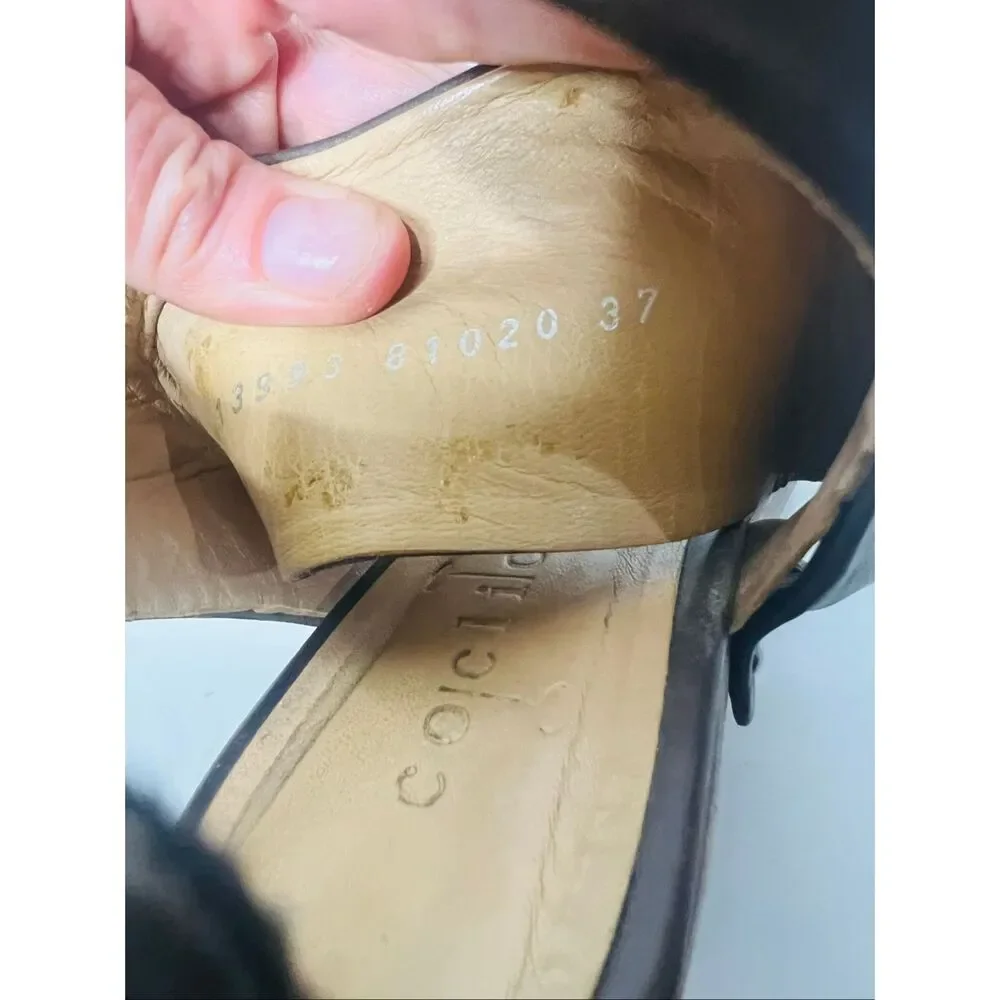 Coclico Women's LEather Limin Platform Sandal Sz 37 Heel 4.5